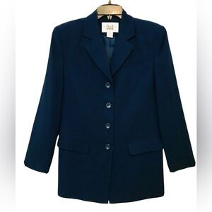 Mark Alexander Studio Vintage 90’s Womens Size6 Long Lined Navy Suit Blazer Y2K